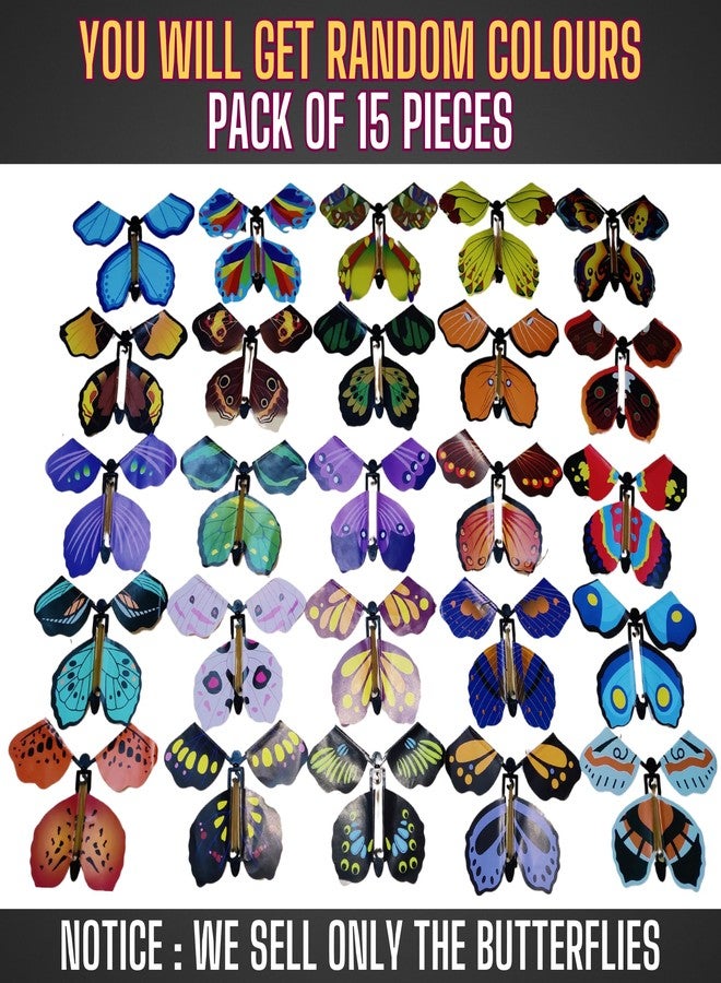 JAINCHAN ألعاب فراشات جاينشان® الطائرة | فراشات ملونة، لعبة مطاطية تعمل بالزنبرك، بطاقة مفاجأة على شكل فراشة، هدية لجميع الأعمار | مناسبات وأعياد | لعبة طريفة مبتكرة (15 قطعة) - Image 2